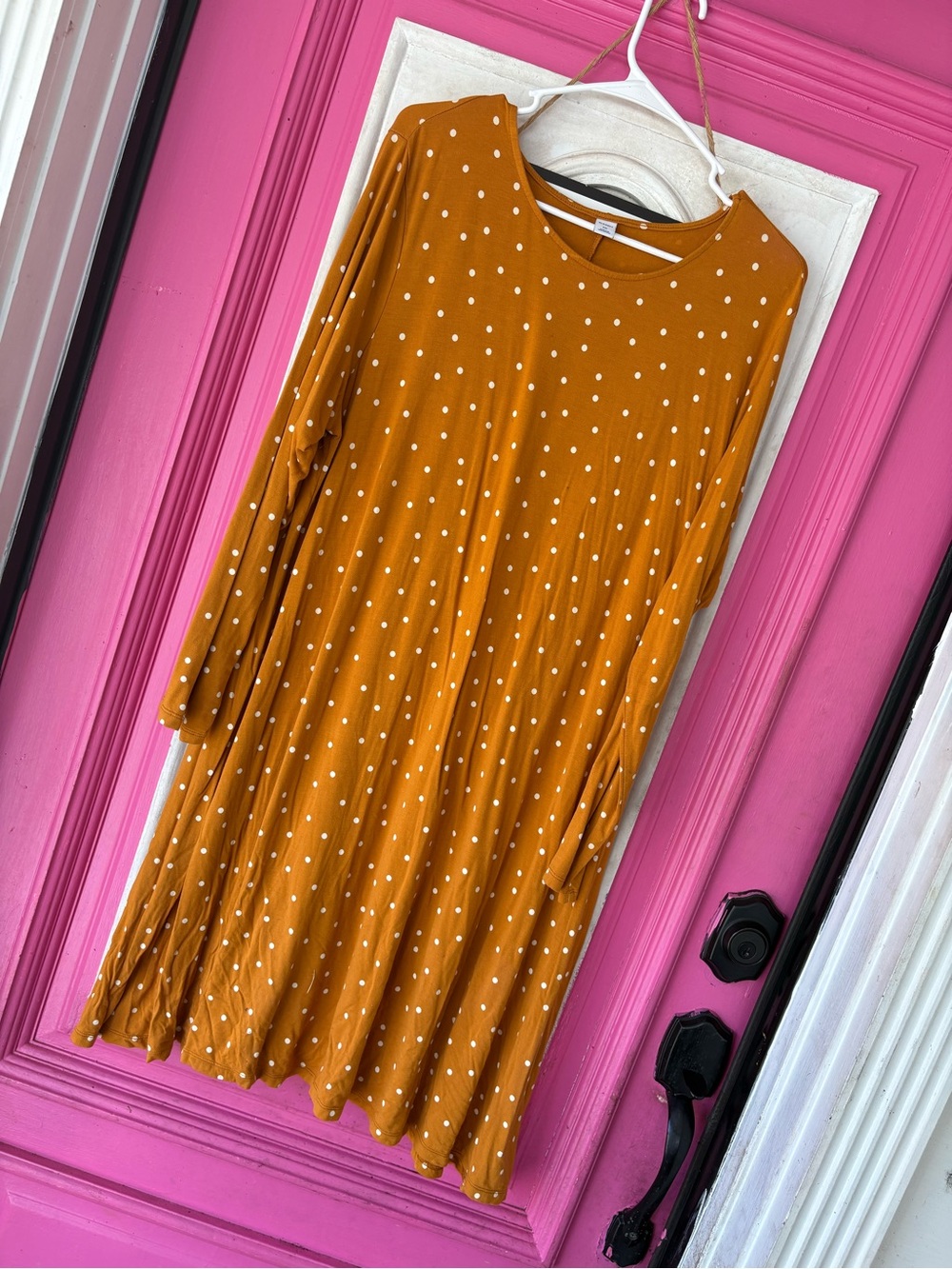 Mustard Polka Dot Long Sleeve Dress - Unbranded